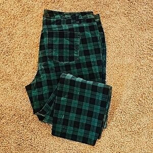 Plaid velvet straight leg hean